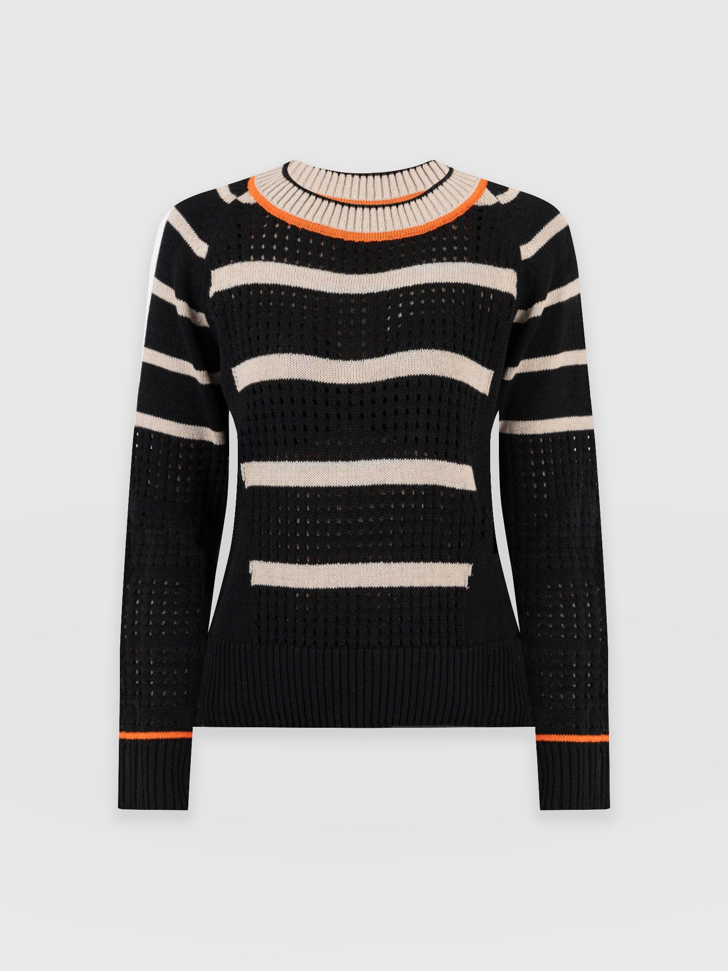 Merino Mix Cambridge Jumper Black/Beige/Orange - Women's Jumper | Saint + Sofia® EU